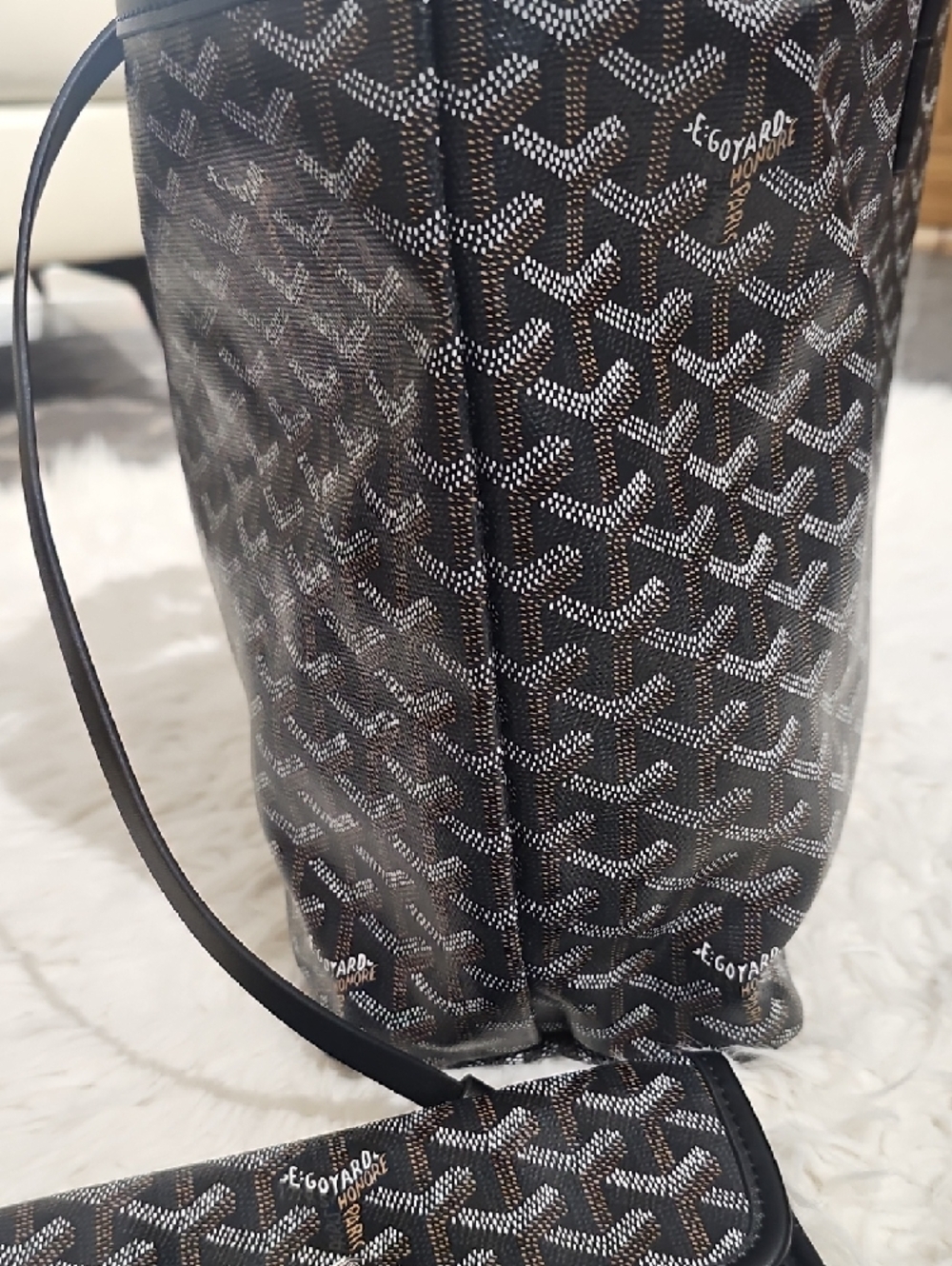 Goyard Black Patterned Tote Bag with Pouch Pre-owned - Picture 7 of 16